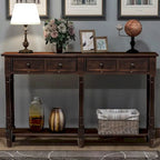 Table console avec 2 tiroirs et étagère inférieure, naturelle / expresso / ivoire / grise / bleue