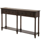 Table console avec 2 tiroirs et étagère inférieure, naturelle / expresso / ivoire / grise / bleue