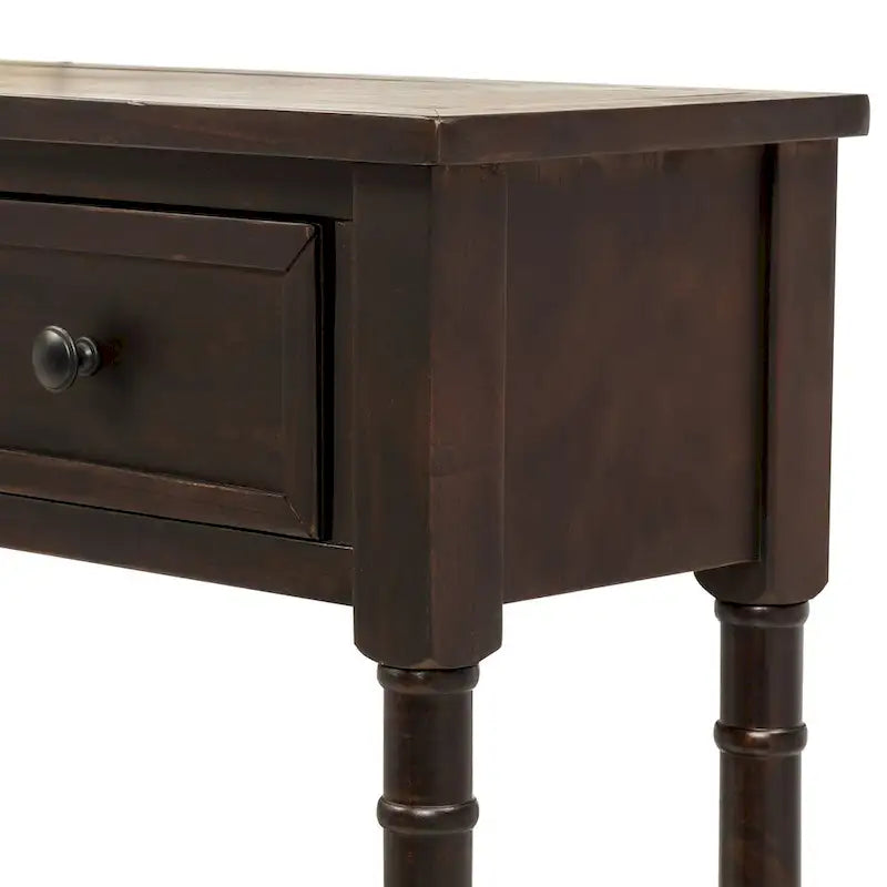 Table console avec 2 tiroirs et étagère inférieure, naturelle / expresso / ivoire / grise / bleue