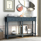Table console avec 2 tiroirs et étagère inférieure, naturelle / expresso / ivoire / grise / bleue