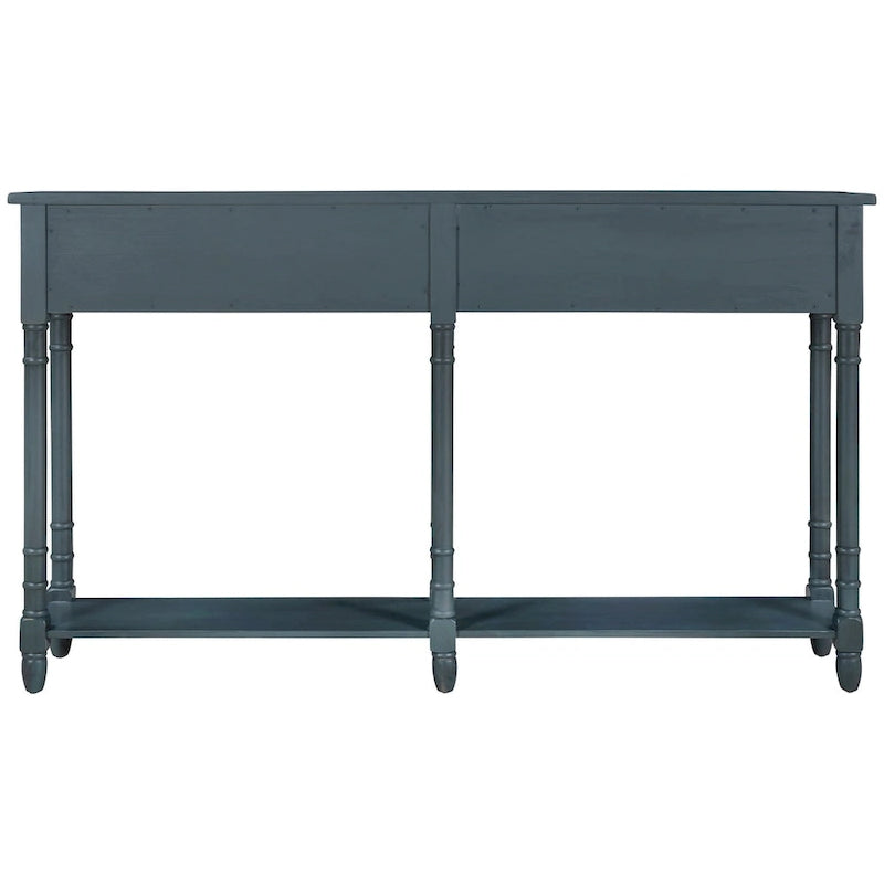Table console avec 2 tiroirs et étagère inférieure, naturelle / expresso / ivoire / grise / bleue