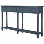 Table console avec 2 tiroirs et étagère inférieure, naturelle / expresso / ivoire / grise / bleue