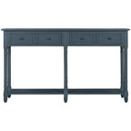 Table console avec 2 tiroirs et étagère inférieure, naturelle / expresso / ivoire / grise / bleue