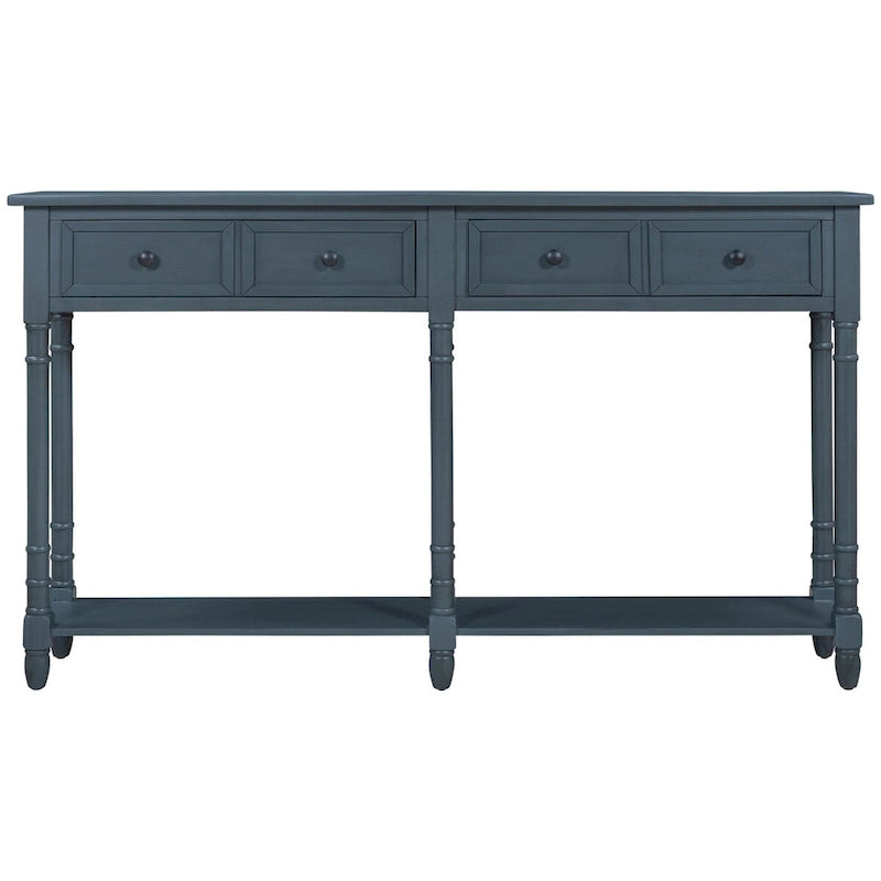 Table console avec 2 tiroirs et étagère inférieure, naturelle / expresso / ivoire / grise / bleue
