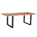 Table à manger en noyer massif à bords naturels avec pieds en laiton – 4 à 8 places