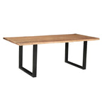 Table à manger en noyer massif à bords naturels avec pieds en laiton – 4 à 8 places