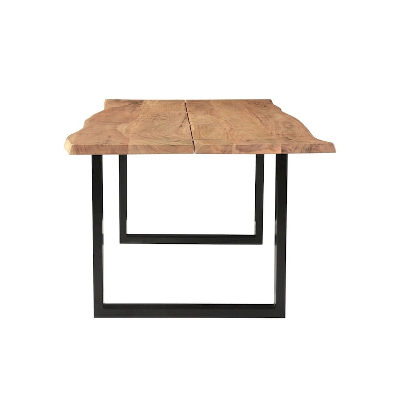 Table à manger en noyer massif à bords naturels avec pieds en laiton – 4 à 8 places