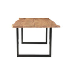 Table à manger en noyer massif à bords naturels avec pieds en laiton – 4 à 8 places