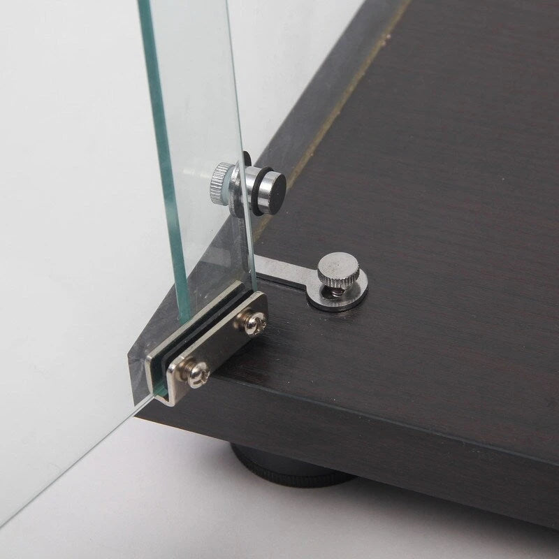 Meuble vitrine à double porte vitrée 5 étagères noir/blanc
