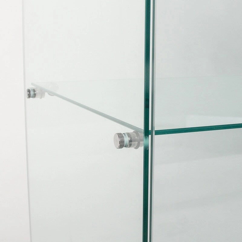 Meuble vitrine à double porte vitrée 5 étagères noir/blanc
