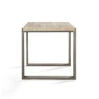 Table d'appoint en métal brun et bronze avec piètement luge, plateau en métal