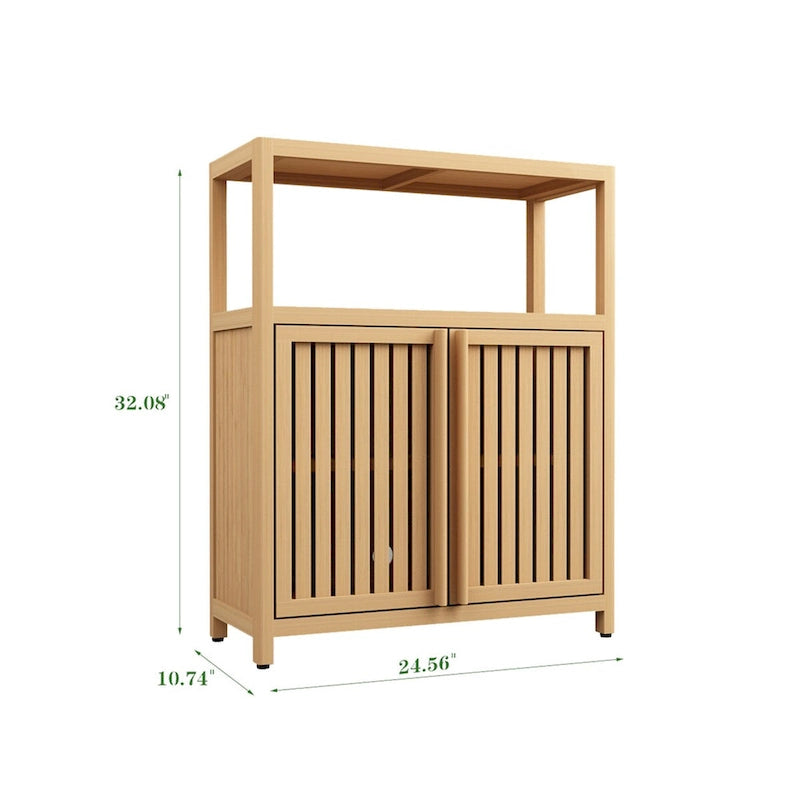 Étagère de rangement au sol en bambou naturel avec étagères – Plusieurs niveaux, 1 personne