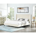 Lit capitonné en velours beige, king size, 2 places