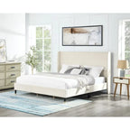 Lit capitonné en velours beige, king size, 2 places