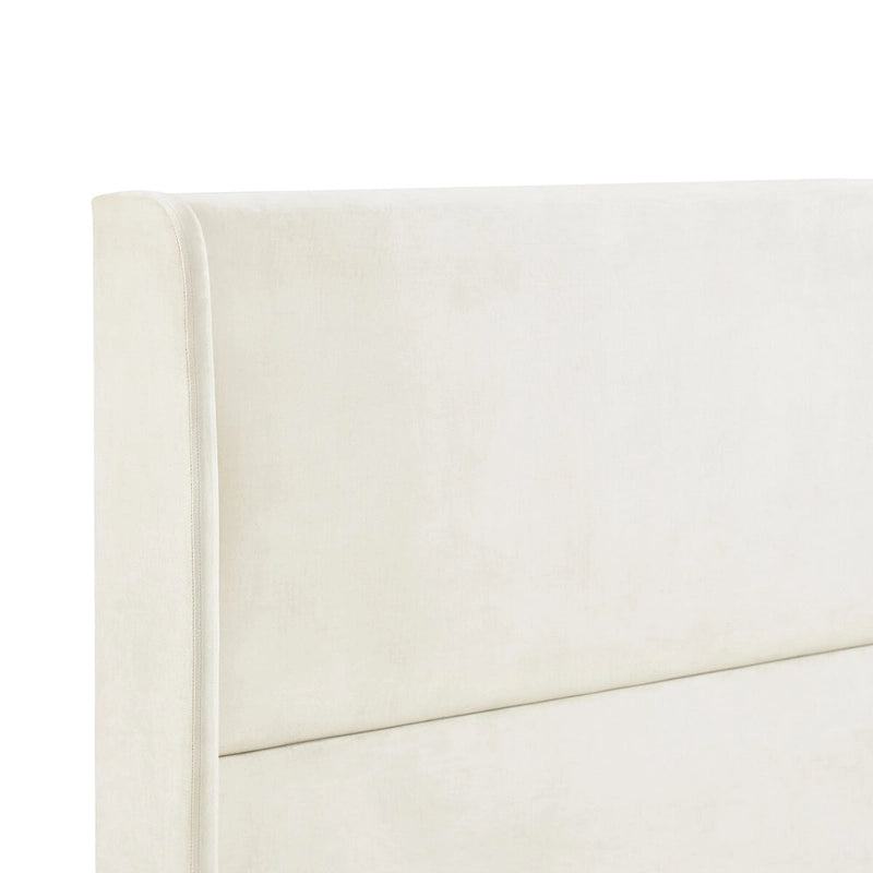 Lit capitonné en velours beige, king size, 2 places
